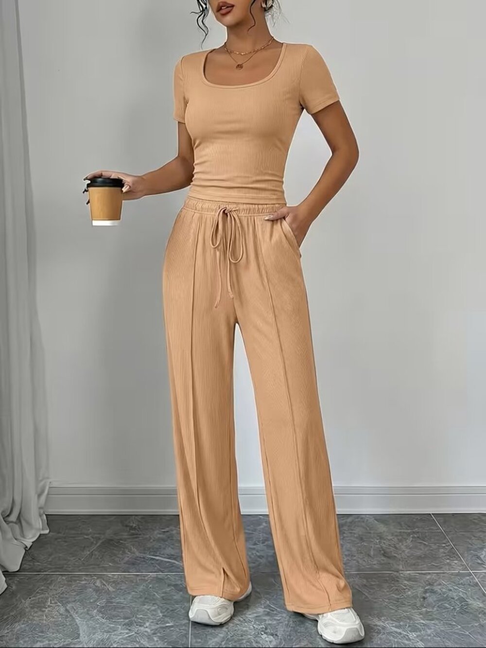 NWT Women's 2pcs Casual Set - Apricot